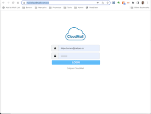 Pantalla de Ingreso a CloudMail Calipso